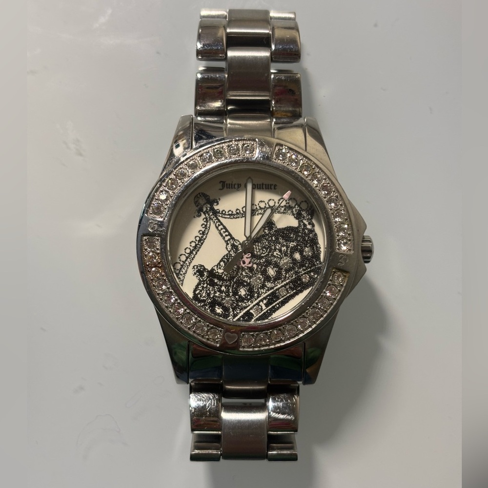 Juicy Couture Silver Watch with Crystal Embellishments NEW BATTERY